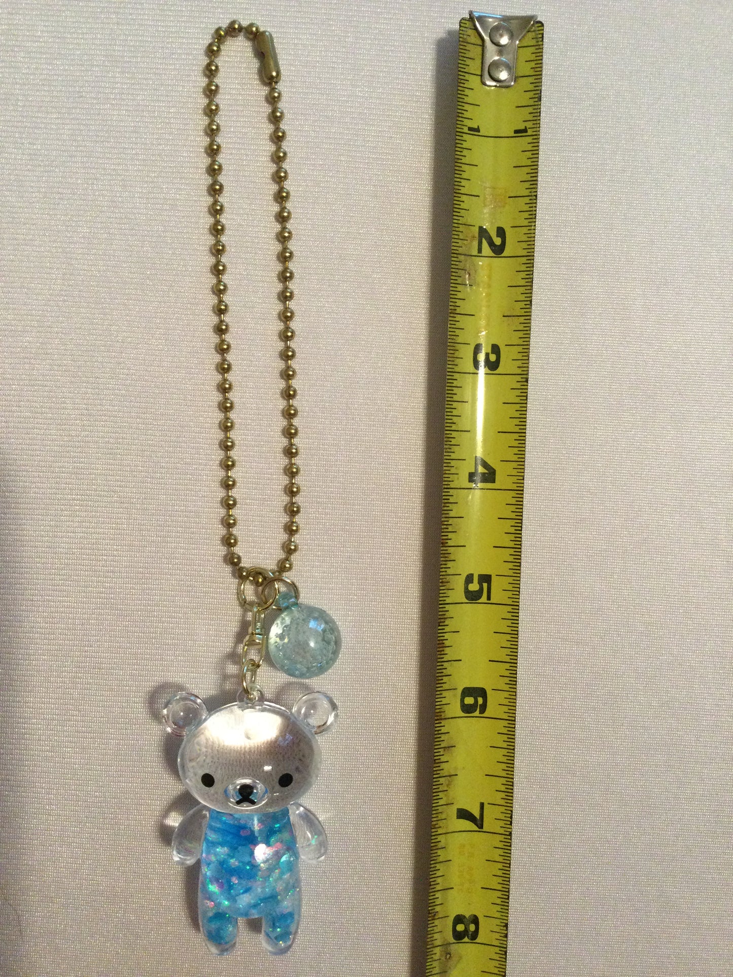 Blue Glitter Teddy Bear Car Charm | Kawaii Rearview Mirror Ornament