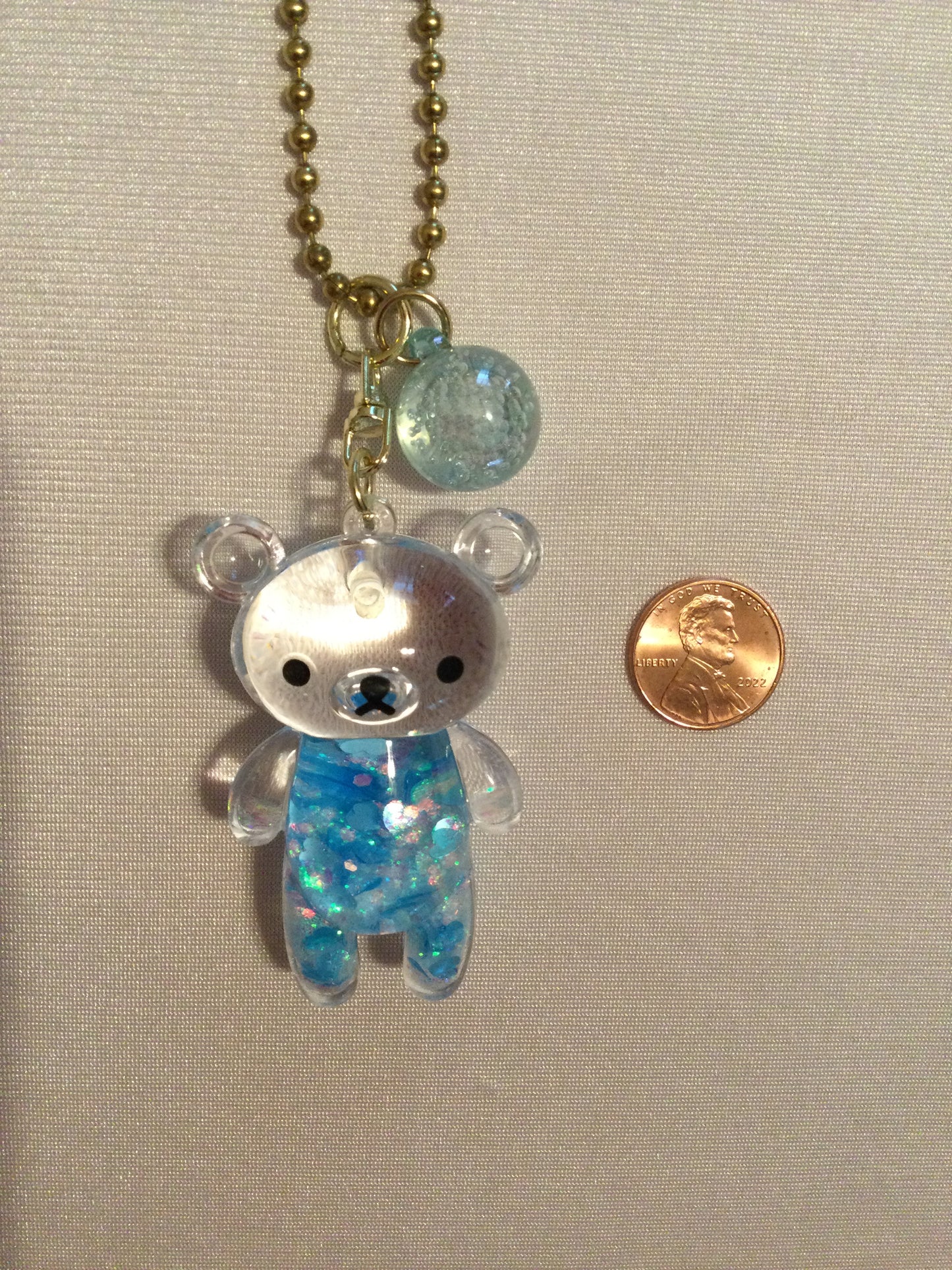 Teddy Bear Car Mirror Charm Hanging Rear View Mirror Accessories Blue Kawaii Gift