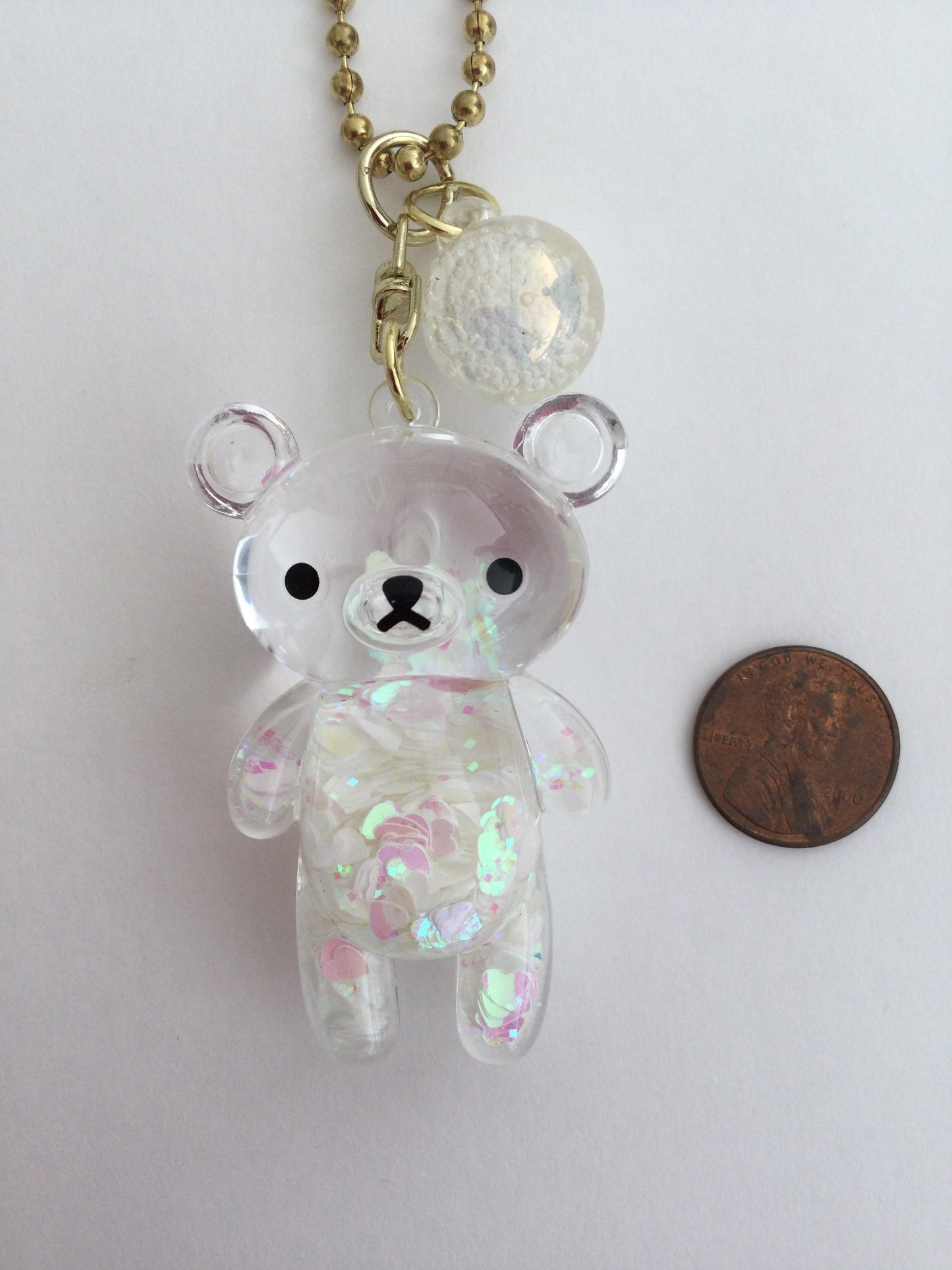 Teddy Bear Car Mirror Charm Hanging Rear View Mirror Accessories Kawaii White Glitter Gift