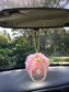 Pink Pompom Car Charm Hanging Rear View Mirror Accessories Kawaii Car Decor