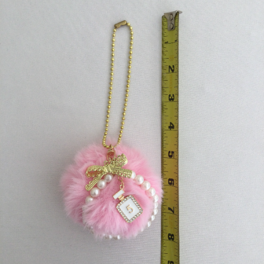 Pink Pompom Car Charm Hanging Rear View Mirror Accessories Kawaii Car Decor