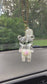 Teddy Bear Car Mirror Charm Hanging Rear View Mirror Accessories Kawaii White Glitter Gift