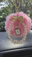 Pink Pompom Car Charm Hanging Rear View Mirror Accessories Kawaii Car Decor