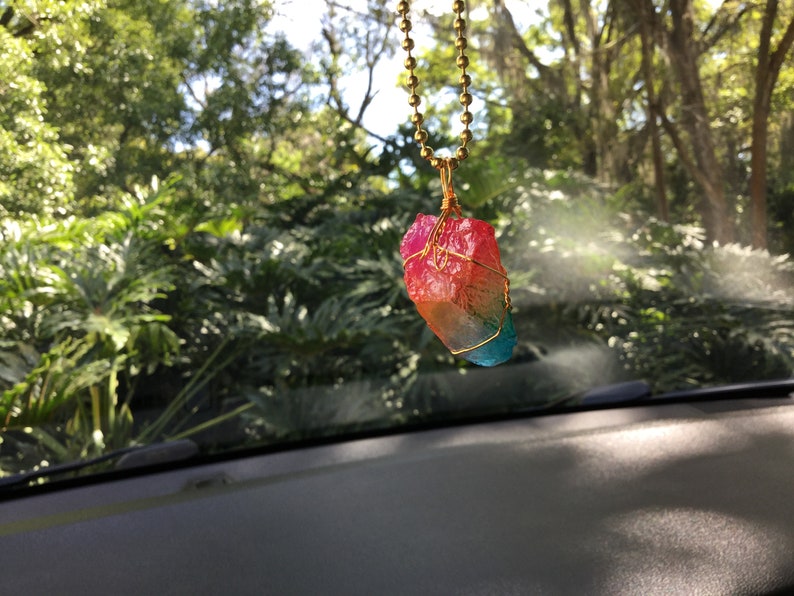 Chakra Artificial Stone Car Charm Rainbow Stone Rear View Mirror Car Accessory Car Decor